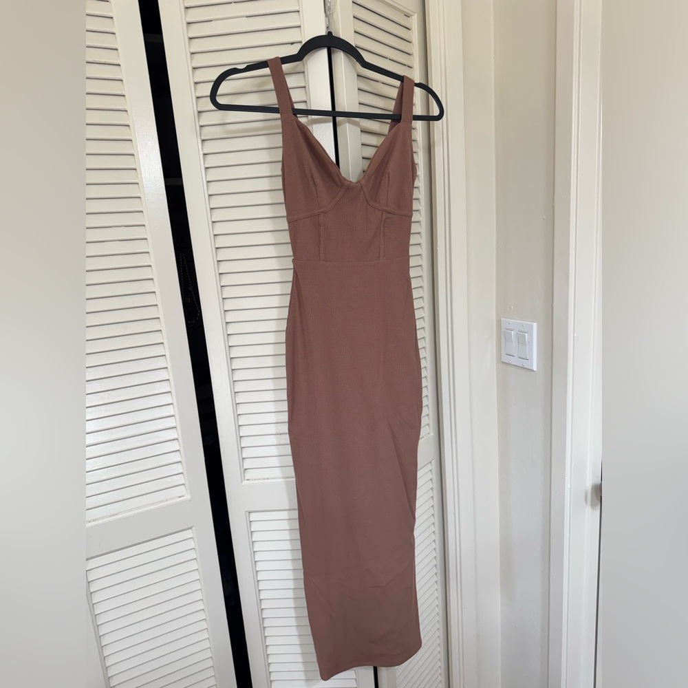 Naked Wardrobe Tan Maxi Dress